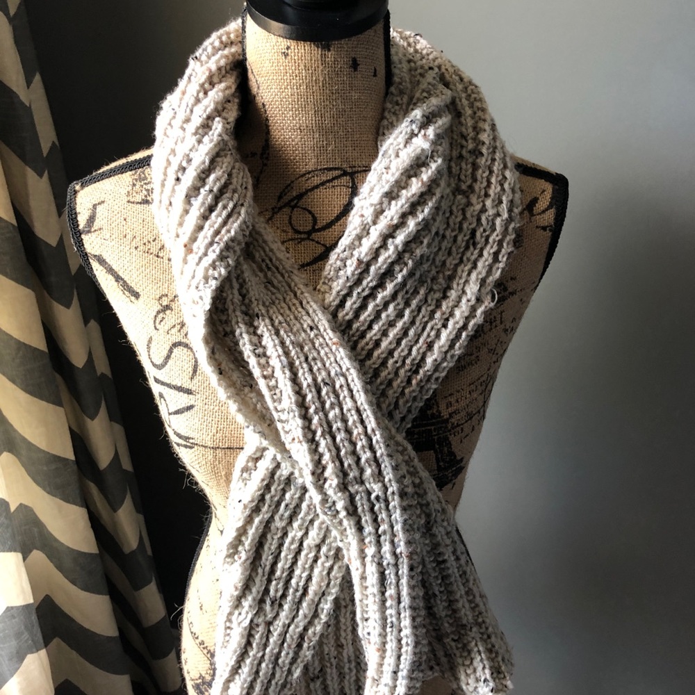 Oatmeal Colored Speckled Handmade Scarf